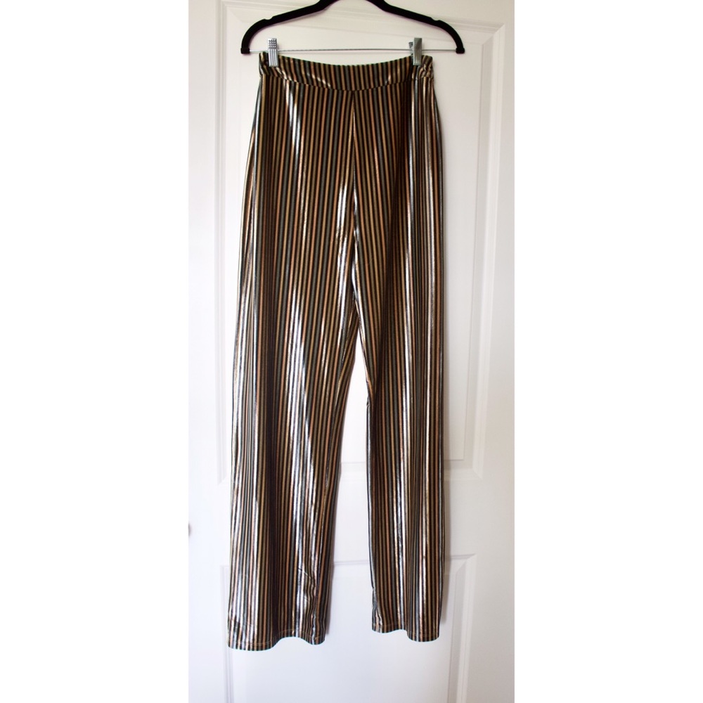 Zara Velvet Striped High Waisted Palazzo Trouser
